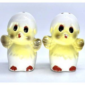 Vtg Hatching Chicks Eggs Salt Pepper Shakers Anthropomorphic Country Kitchen Set